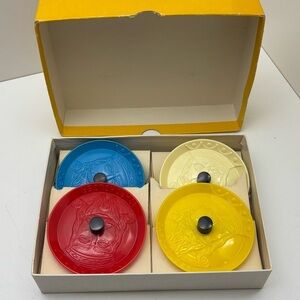 Set of 4 vintage plastic  playing card holders with original box